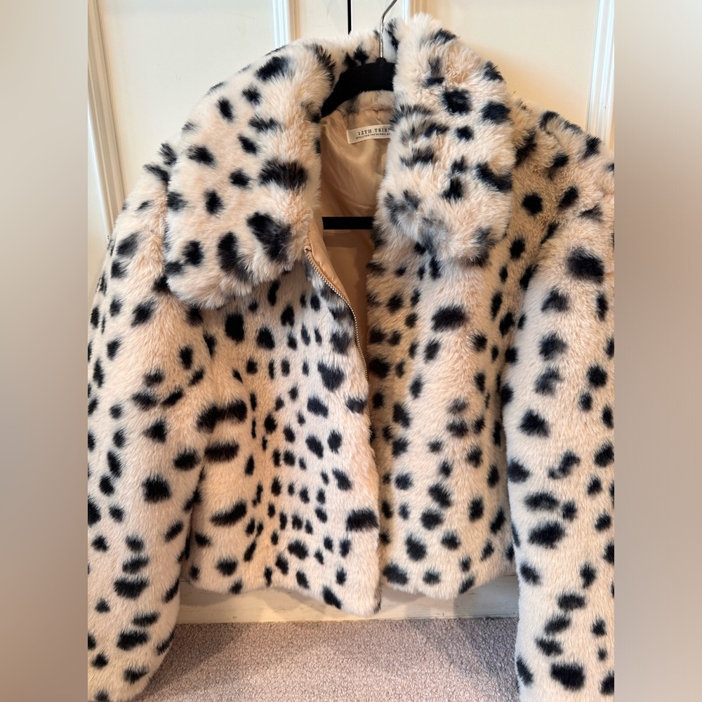 Faux Snow leopard bomber jacket